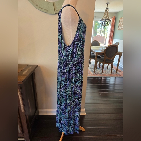 Berkley Jensen Size XXL Braided Halter Maxi Dress New w/ Tags Blue Palm Print - Picture 7 of 12